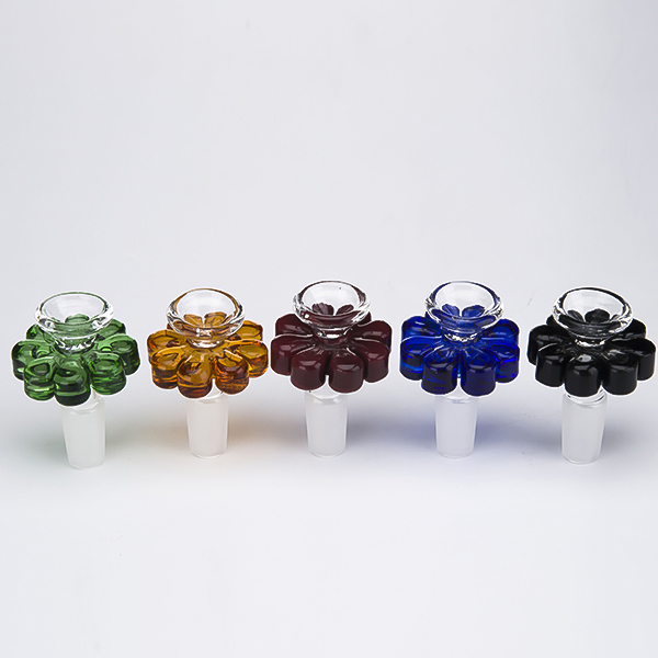 Smoke Accessory Leaf Clover Style Herb Holder Glass Bowl 14MM Male Joint Slide For Bong
