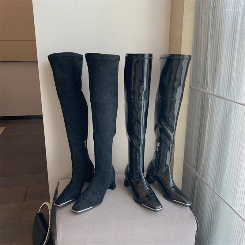 Boots Women Over The Knee Woman Small Square Toe Patent Leather/Flock Stretch Shoes Thick High Heels 2022 Pumps Bling Botas, Black 1
Boots Women Over The Knee Woman Small Square Toe Patent Leather/Flock Stretch Shoes Thick High Heels 2022 Pumps Bling Botas, Black 1