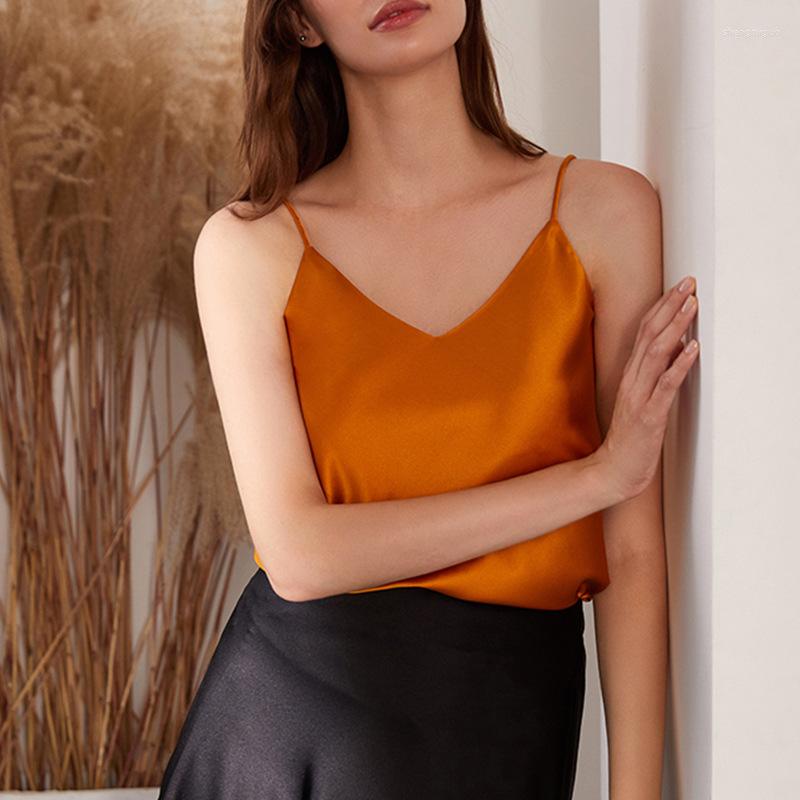 Women's Tanks Mulberry Silk Sling Top Camisole Women's Summer Stretch Satin Outer Wear Base Candy Color Vest Women, Light gold
Women's Tanks Mulberry Silk Sling Top Camisole Women's Summer Stretch Satin Outer Wear Base Candy Color Vest Women, Light gold