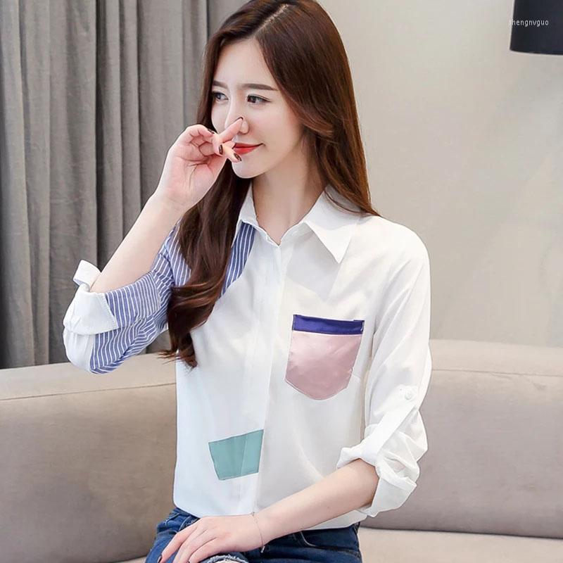 Women' Blouses Fashion Women Spring Summer Patchwork Tops Long Sleeve Casual Shirts Blouse Ladies Shirt Loose Elegant Top DD2350, White
Women' Blouses Fashion Women Spring Summer Patchwork Tops Long Sleeve Casual Shirts Blouse Ladies Shirt Loose Elegant Top DD2350, White