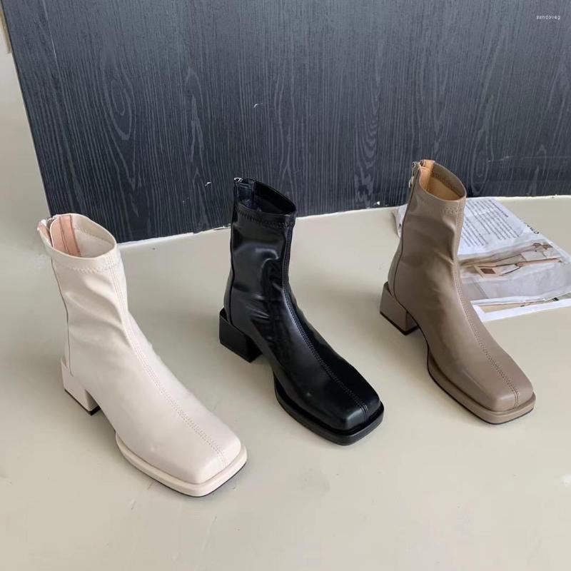 Boots Square Toe Women Sock Platform Shoes Beige Black Khaki Back Zipper Flat Low Heels Short Ankle Booties Autumn Winter
Boots Square Toe Women Sock Platform Shoes Beige Black Khaki Back Zipper Flat Low Heels Short Ankle Booties Autumn Winter