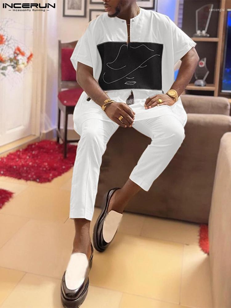 Men' Tracksuits Stylish Casual Style Men Suit 2 Pieces INCERUN Abstract Graffiti Printed Tassel Short Sleeve Coat Pant Two-piece Sets -5XL, White
Men' Tracksuits Stylish Casual Style Men Suit 2 Pieces INCERUN Abstract Graffiti Printed Tassel Short Sleeve Coat Pant Two-piece Sets -5XL, White