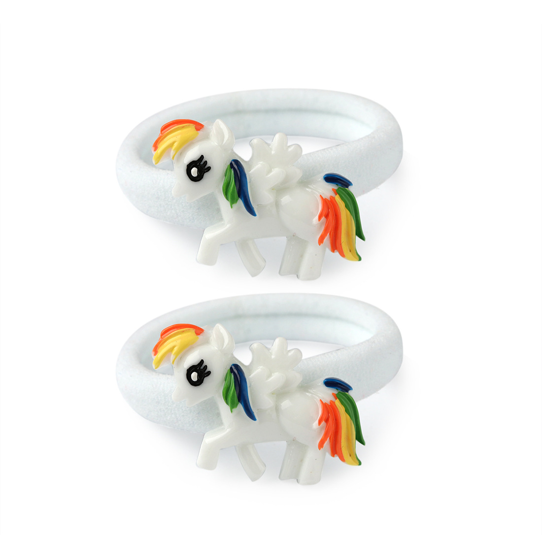 Children's Color Print Hand Painted Cute Cartoon Unicorn Hair Rope Scrunchie Girl Nylon Rubber Hairbands Baby Hair Accessories Factory direct pri