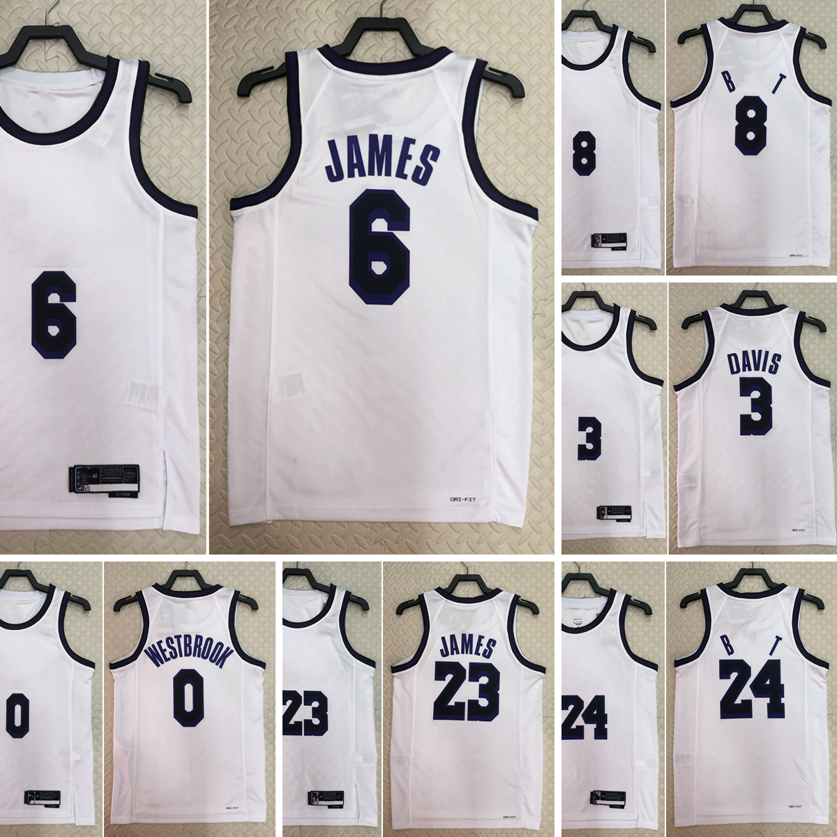 Printed Basketball Jerseys 0 Westbrook 3 Anthony 6 James Davis #8 #24 #23 Jersey Color white
Printed Basketball Jerseys 0 Westbrook 3 Anthony 6 James Davis #8 #24 #23 Jersey Color white