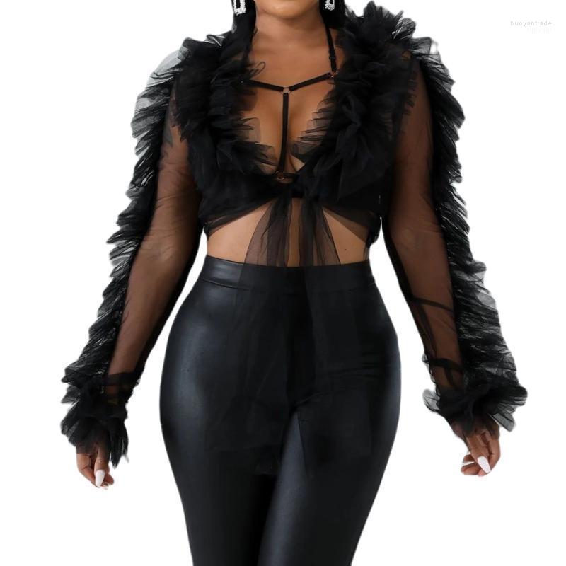Women's Blouses Women's & Shirts Woman Sexy Mesh See Through Top Low-cut Ruffles Long Sleeve Transparent Lace-up Shirt Summer Fashion, Black
Women's Blouses Women's & Shirts Woman Sexy Mesh See Through Top Low-cut Ruffles Long Sleeve Transparent Lace-up Shirt Summer Fashion, Black