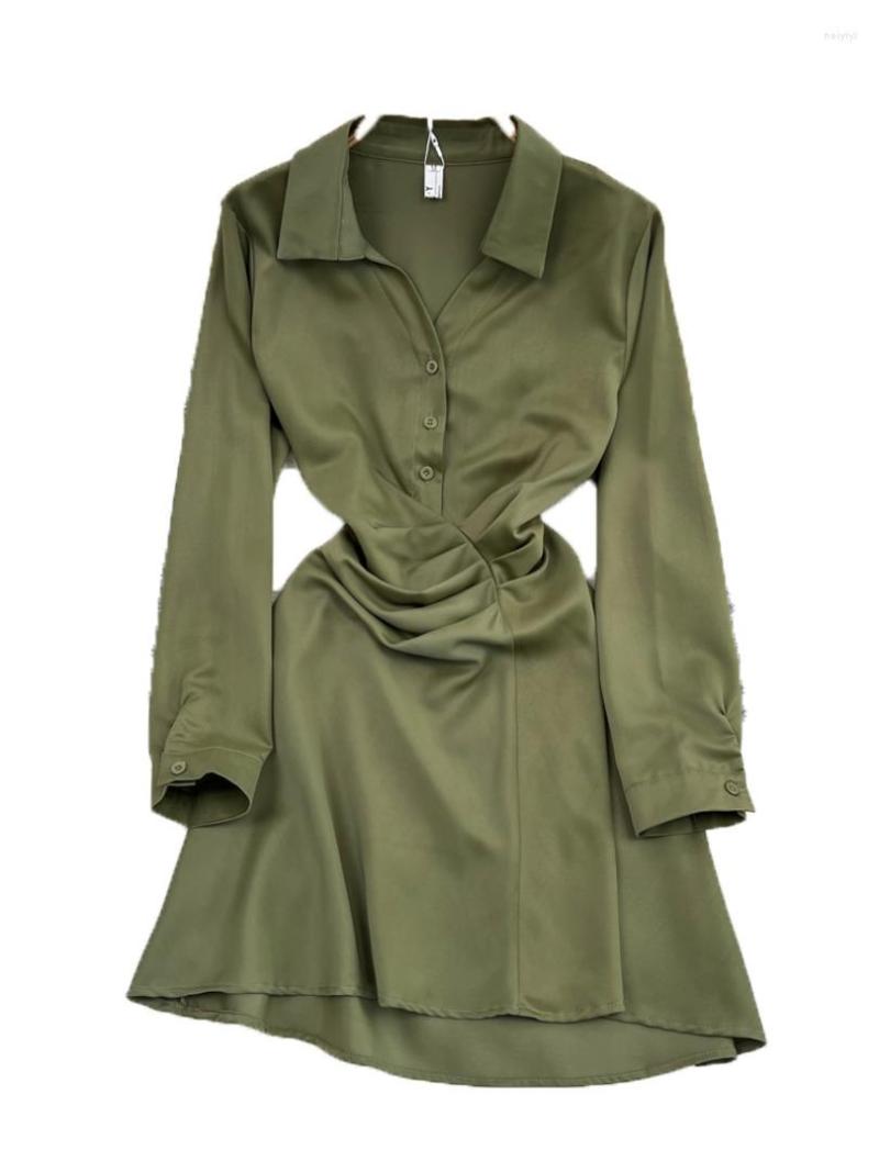 Casual Dresses Foamlina Women Shirt Dress 2022 Autumn Fashion Solid Turn-down Collar Full Sleeve Buttons Folded A-line Short, Black
Casual Dresses Foamlina Women Shirt Dress 2022 Autumn Fashion Solid Turn-down Collar Full Sleeve Buttons Folded A-line Short, Black