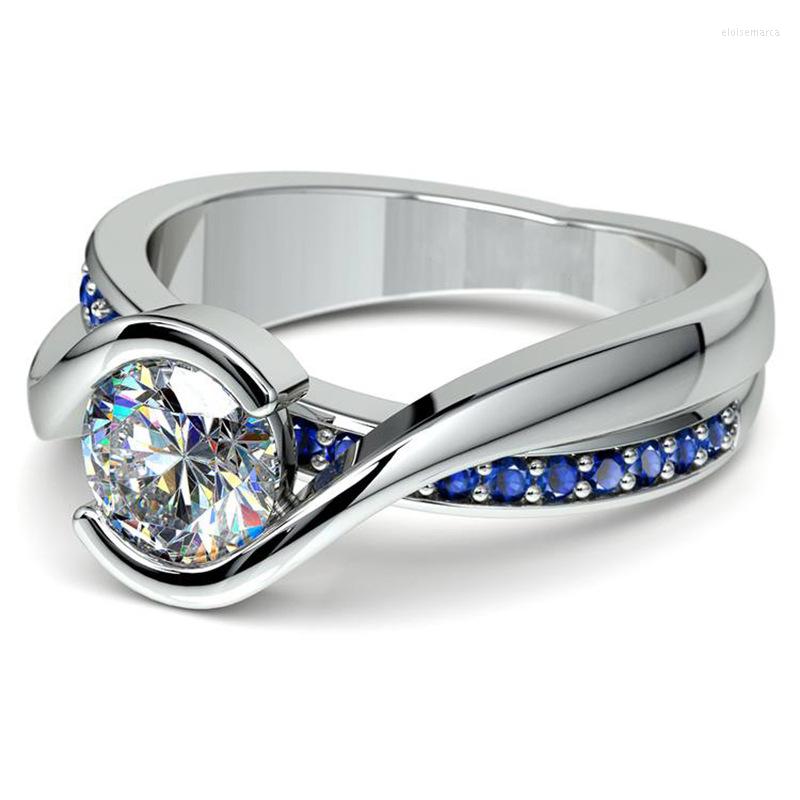 Wedding Rings Trendy Zircon Round Engagement Ring Luxury Female Blue White Crystal Stone Charm Silver Color Thin For Women 
Wedding Rings Trendy Zircon Round Engagement Ring Luxury Female Blue White Crystal Stone Charm Silver Color Thin For Women