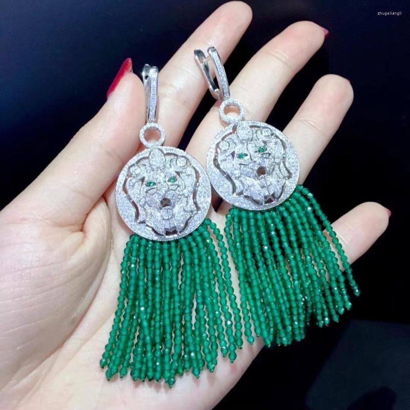 Dangle Earrings Long Tassels Earring Green Color 925 Sterling Silver With Cubic Zircon Lion Drop Vintage Fine Women Jewelry
Dangle Earrings Long Tassels Earring Green Color 925 Sterling Silver With Cubic Zircon Lion Drop Vintage Fine Women Jewelry