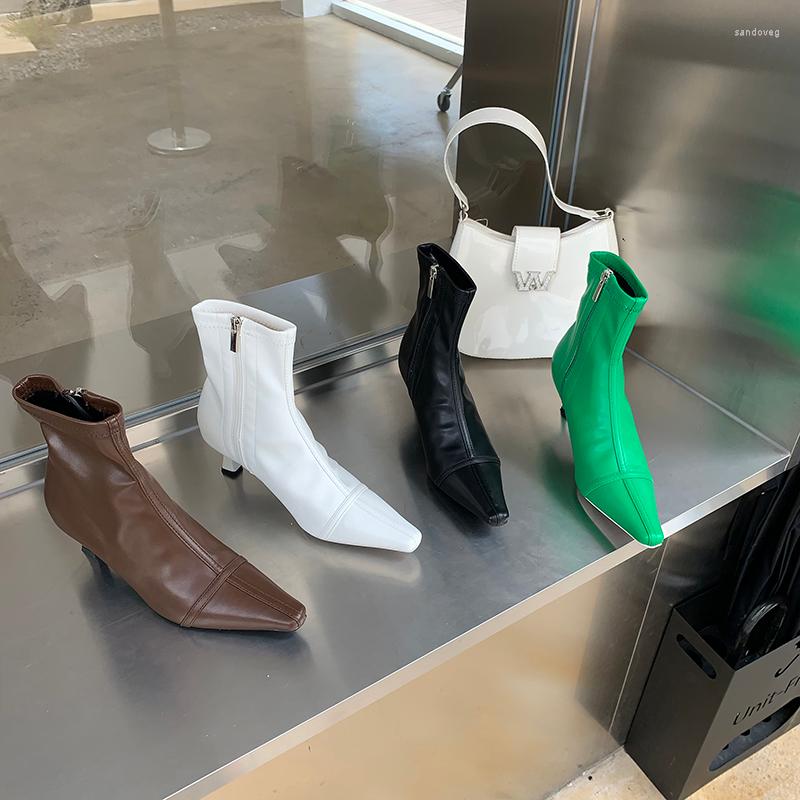 Boots Fashion Women Sock Pointed Toe Stretch Shoes Thin Mid Heels Side Zipper Black/White/Brown/Green Autumn Winter Botas 39
Boots Fashion Women Sock Pointed Toe Stretch Shoes Thin Mid Heels Side Zipper Black/White/Brown/Green Autumn Winter Botas 39