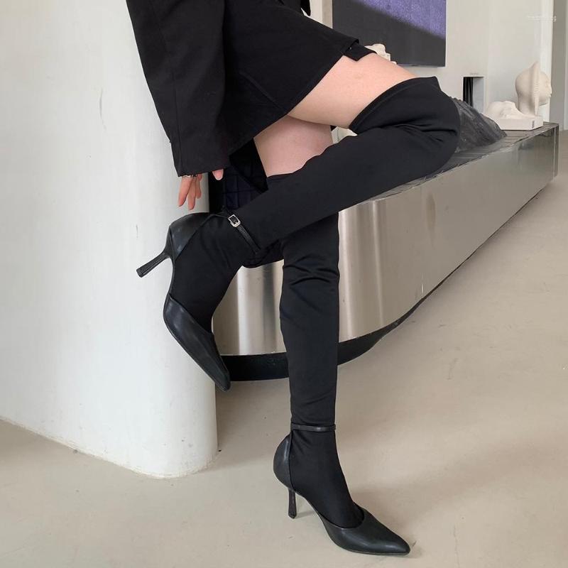 Boots Women Over The Knee High Pointed Toe Sock Booties Belt Buckle Thin Heels Slip On Dress Shoes, Black
Boots Women Over The Knee High Pointed Toe Sock Booties Belt Buckle Thin Heels Slip On Dress Shoes, Black