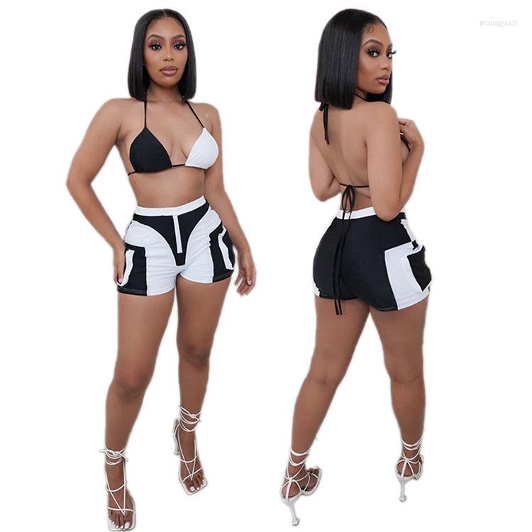 Women' Tracksuits HAOOHU Women' Clothing Summer Style Loose Fashion Casual Printing Stitching Tooling Shorts Suit Women, Black 
Women' Tracksuits HAOOHU Women' Clothing Summer Style Loose Fashion Casual Printing Stitching Tooling Shorts Suit Women, Black