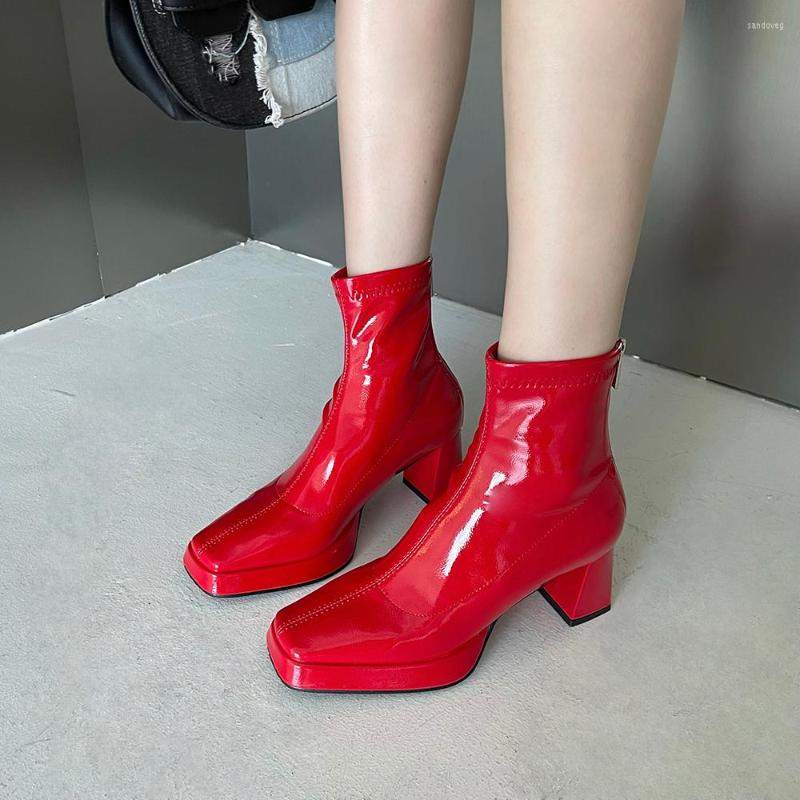 Boots Square Toe Women Ankle Black White Red Silver Stretch Shoes 2022 Arrivals Back Zipper Thick High Heels Platform
Boots Square Toe Women Ankle Black White Red Silver Stretch Shoes 2022 Arrivals Back Zipper Thick High Heels Platform