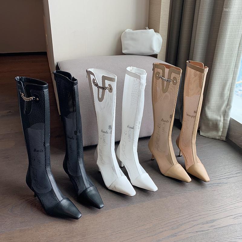 Boots Pointed Toe Women Sandals Air Mesh Thin High Heels White Black Beige Knee Summer Party Shoes Woman Size 35-39
Boots Pointed Toe Women Sandals Air Mesh Thin High Heels White Black Beige Knee Summer Party Shoes Woman Size 35-39