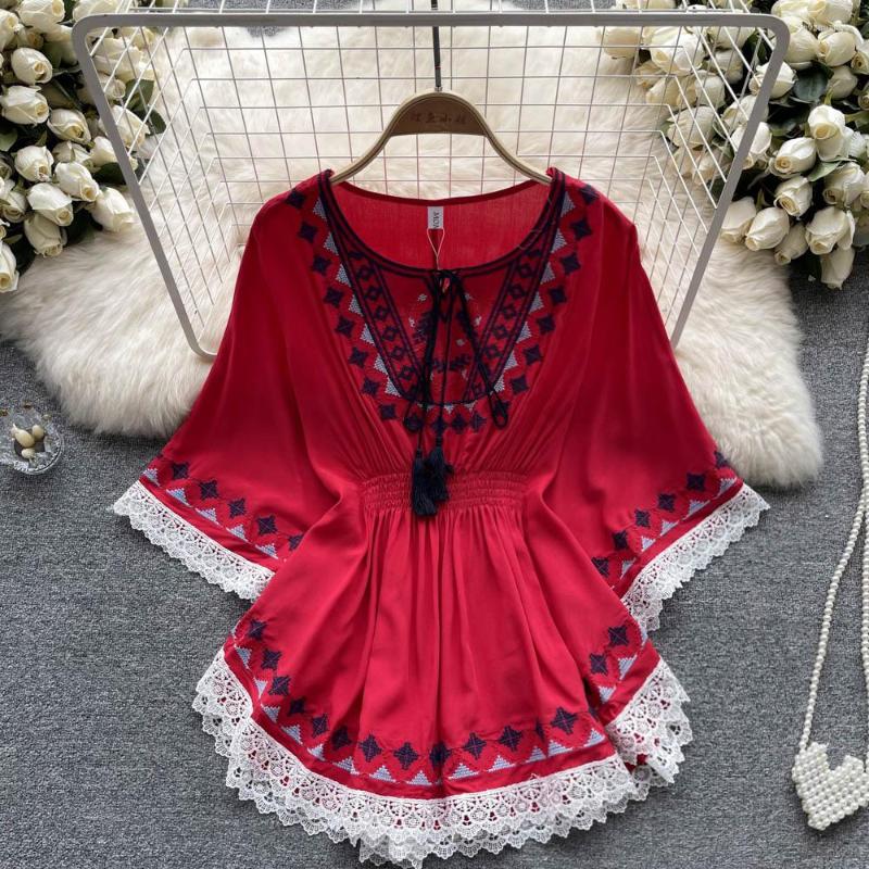 Women's Blouses Chic Patchwork Blouse O Neck Shirts Women Loose Lace Shirt Tops Female Casual Ladies Short Sleeve Blusas Drop, Green
Women's Blouses Chic Patchwork Blouse O Neck Shirts Women Loose Lace Shirt Tops Female Casual Ladies Short Sleeve Blusas Drop, Green