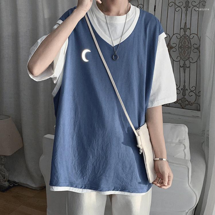 Men's T Shirts Moon Fake Two Short Sleeve T-shirts Men And Women Loose Leisure Trend Half Student Lovers Summer Fashion, Beige
Men's T Shirts Moon Fake Two Short Sleeve T-shirts Men And Women Loose Leisure Trend Half Student Lovers Summer Fashion, Beige