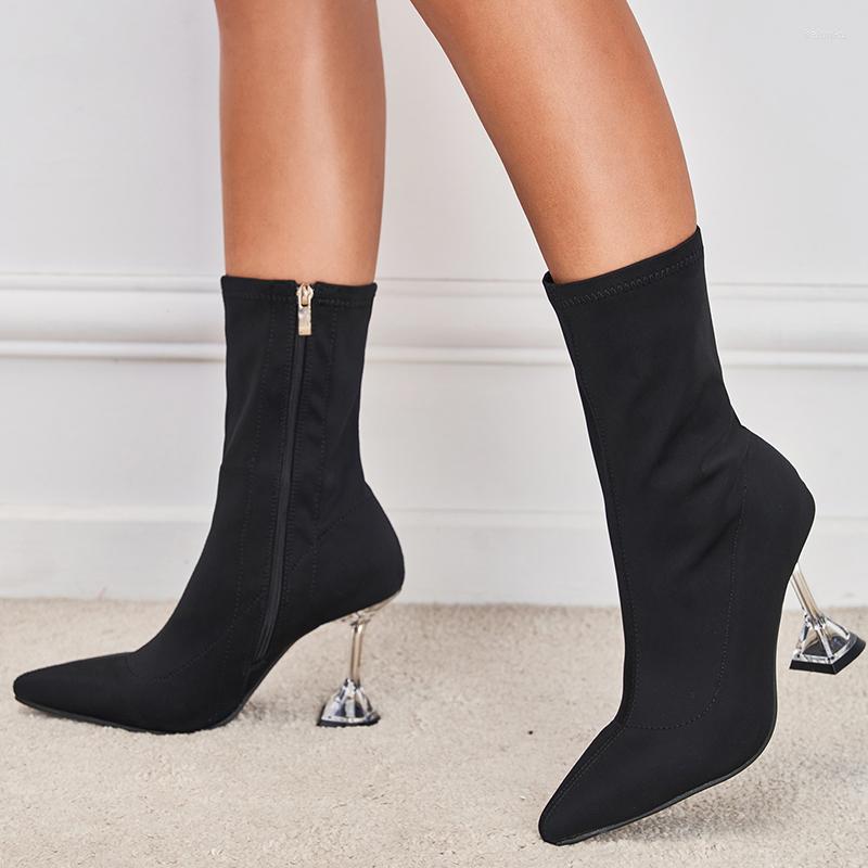 Boots Fashion Women Ankle Sock Booties Black Side Zipper Clear High Heels Stretch Botas 2022 Arrivals Party Pumps Big Size
Boots Fashion Women Ankle Sock Booties Black Side Zipper Clear High Heels Stretch Botas 2022 Arrivals Party Pumps Big Size