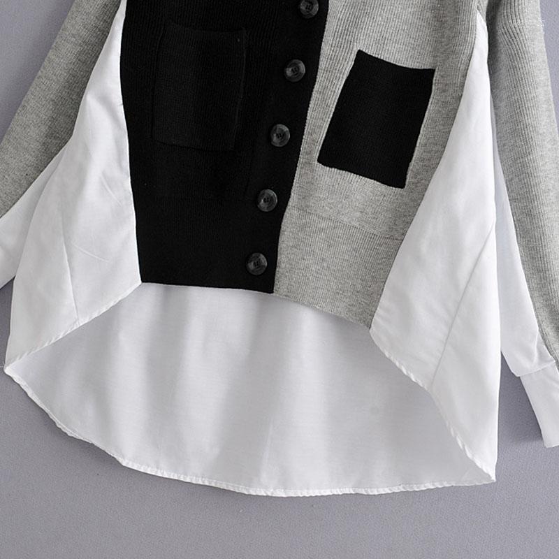 Women's Knits Women's & Tees Vintage Sweater Chic Design Stitching V-neck Long-sleeved Cardigan Thin Jacket 2022 Female Tops, Gray
Women's Knits Women's & Tees Vintage Sweater Chic Design Stitching V-neck Long-sleeved Cardigan Thin Jacket 2022 Female Tops, Gray
