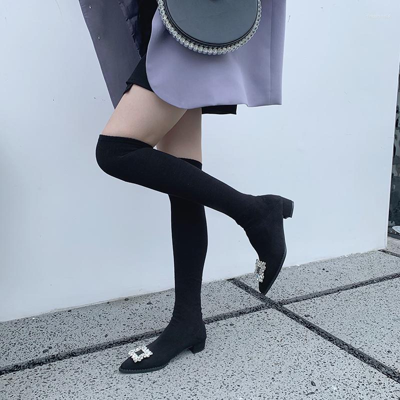 Boots Over The Knee Black Grey Brown Flat Low Heels Rhinestone Crystal Knitting Sock Booties Buckle
Boots Over The Knee Black Grey Brown Flat Low Heels Rhinestone Crystal Knitting Sock Booties Buckle