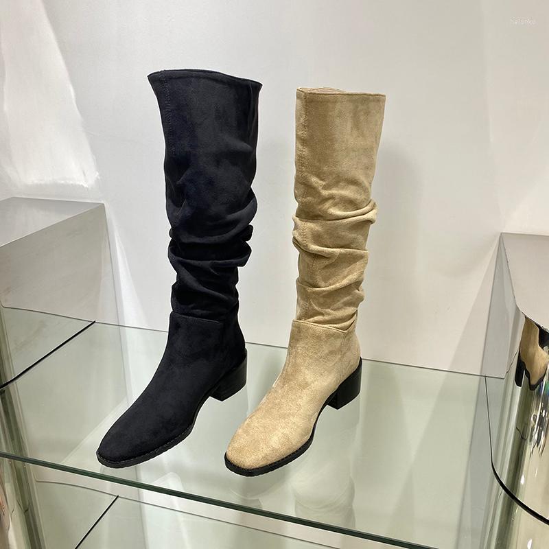 Boots Flock Women Knee High Round Toe Western Booties Thick Low Heels Black Beige Winter Autumn 2022 Arrivals 35-39
Boots Flock Women Knee High Round Toe Western Booties Thick Low Heels Black Beige Winter Autumn 2022 Arrivals 35-39