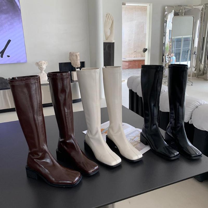 Boots Square Toe Women Knee High Patent Leather Fashion Ladies Knight Botas Black Brown White Flat Mid Heels Back Zipper Pumps
Boots Square Toe Women Knee High Patent Leather Fashion Ladies Knight Botas Black Brown White Flat Mid Heels Back Zipper Pumps