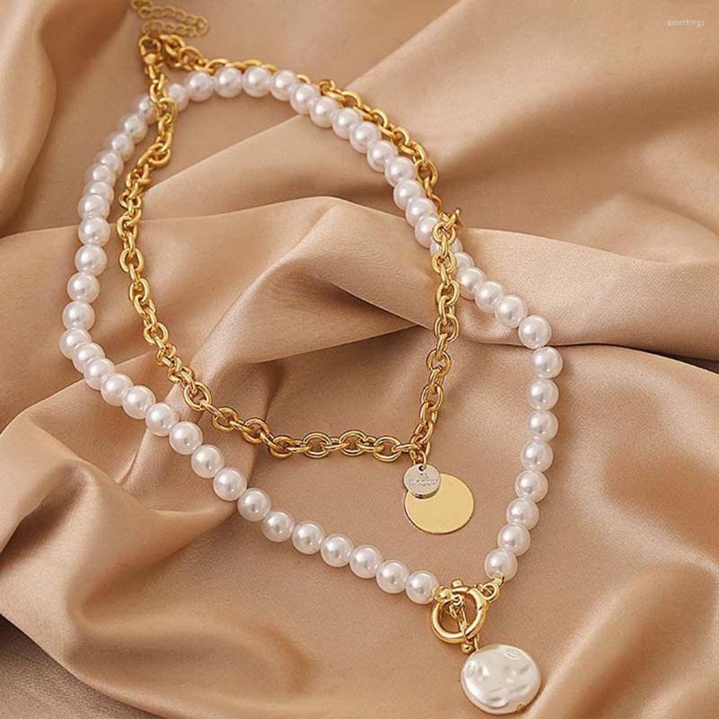 

Choker Pearl Short Necklace Korean Style Double Layered Chocker White Pearls Collar Women's Clavicle Chain