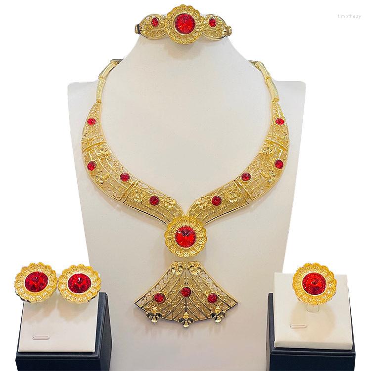 Necklace Earrings Set Liffly Dubai Gold Color Jewelry For Women Bridal Long Wedding African Choker Bracelet Earring Ring, Picture shown
Necklace Earrings Set Liffly Dubai Gold Color Jewelry For Women Bridal Long Wedding African Choker Bracelet Earring Ring, Picture shown