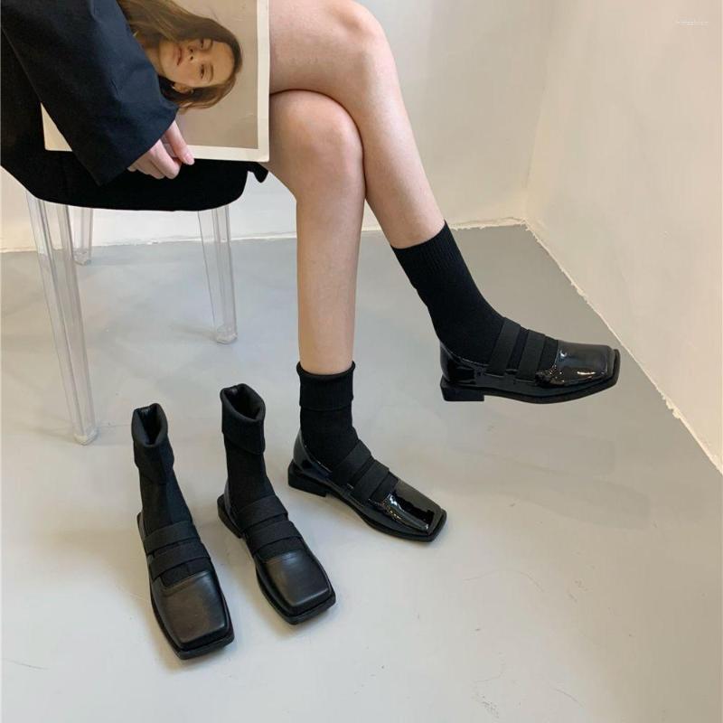 Boots Fashion Women Square Toe Ankle Sock Booties Black PU/Patent Leather Elastic Band Flat Low Heels Stretch Shoes Woman 35-39, Black 1
Boots Fashion Women Square Toe Ankle Sock Booties Black PU/Patent Leather Elastic Band Flat Low Heels Stretch Shoes Woman 35-39, Black 1