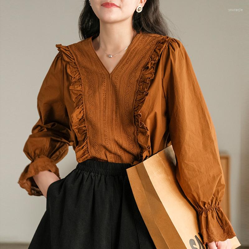 Women's Blouses Johnature Vintage Ruffles Women Shirts V-neck Full Puff Sleeve 2022 Summer Lace Loose 3 Colors Solid Casual Tops, Black
Women's Blouses Johnature Vintage Ruffles Women Shirts V-neck Full Puff Sleeve 2022 Summer Lace Loose 3 Colors Solid Casual Tops, Black