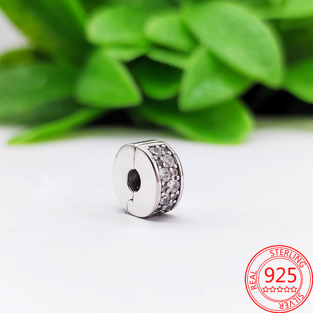 The New Popular 925 Sterling Silver Charm Beads Sparking Pavi Gem Series Fashion Womens Bracelet Diy Jewelry
