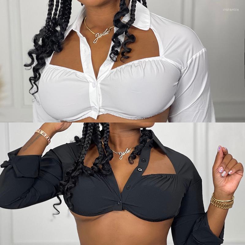 Women' Polos Sexy Hollow Out Open Back Lace-up Super-short Top 2022 Summer Women Fashion Turn Down Collar Button Long Sleeve Shirts, White
Women' Polos Sexy Hollow Out Open Back Lace-up Super-short Top 2022 Summer Women Fashion Turn Down Collar Button Long Sleeve Shirts, White