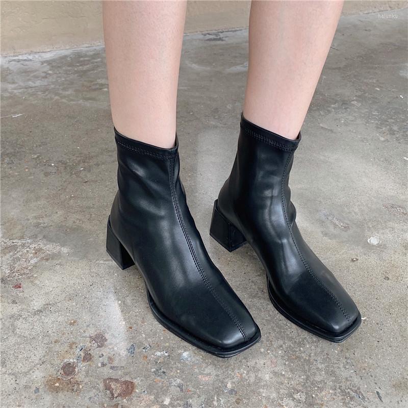 Boots Fashion Women Sock Square Toe Short Ankle Booties Thick Mid Heels Black Brown White Khaki Autumn Spring Woman 35-39
Boots Fashion Women Sock Square Toe Short Ankle Booties Thick Mid Heels Black Brown White Khaki Autumn Spring Woman 35-39