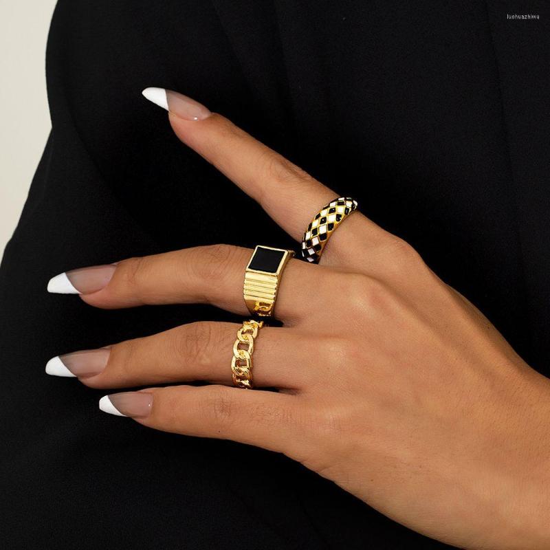 Cluster Rings Simple Retro Gold Color Trend Black White Enamel Ring Sets Women's Stylish Index Finger Jewelry Bague Gift
Cluster Rings Simple Retro Gold Color Trend Black White Enamel Ring Sets Women's Stylish Index Finger Jewelry Bague Gift