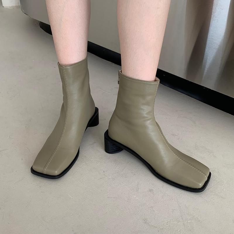 Boots Square Toe Fashion Woman Ankle Thick Mid Heels Black Beige Brown Green Winter Short Back Zipper Party Pumps 35-39
Boots Square Toe Fashion Woman Ankle Thick Mid Heels Black Beige Brown Green Winter Short Back Zipper Party Pumps 35-39