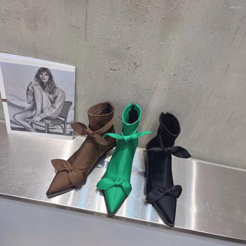 Boots Pointed Toe Women Ankle 2022 Arrivals Black Brown Green Bow Design Back Zipper Thin Mid Heels Autumn Spring Dress Shoe
Boots Pointed Toe Women Ankle 2022 Arrivals Black Brown Green Bow Design Back Zipper Thin Mid Heels Autumn Spring Dress Shoe