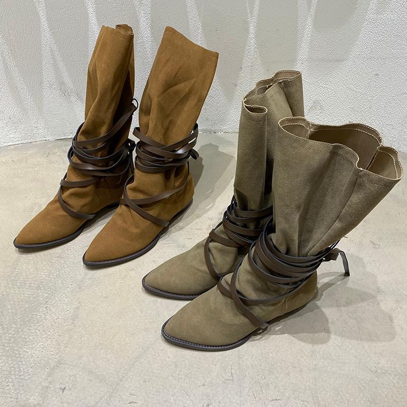 Boots Retro Elegant Women Knee High Brown Green Western Booties Cross Bandage Pointed Toe Stretch Shoes Winter Pumps 35-39
Boots Retro Elegant Women Knee High Brown Green Western Booties Cross Bandage Pointed Toe Stretch Shoes Winter Pumps 35-39