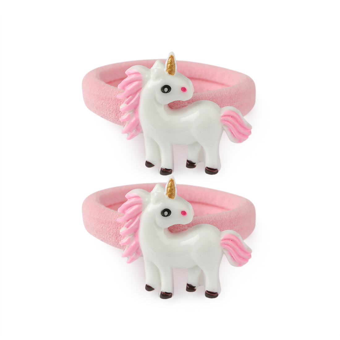 Children's Color Print Hand Painted Cute Cartoon Unicorn Hair Rope Scrunchie Girl Nylon Rubber Hairbands Baby Hair Accessories Factory direct pri