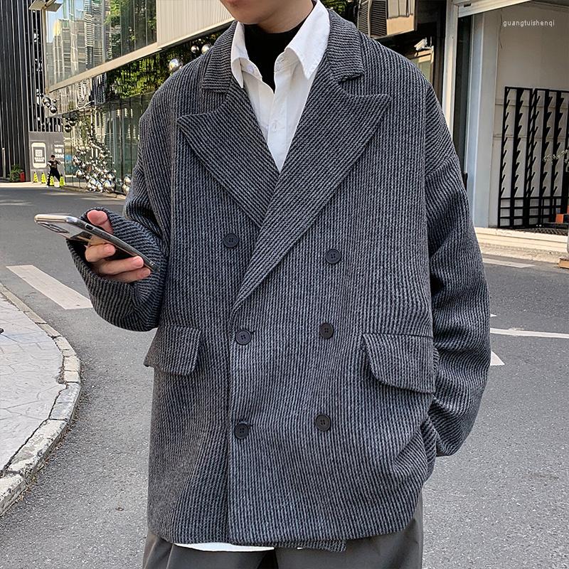 Men's Wool Oversized Woolen Coat Men's Fashion Casual Buttoned Men Korean Loose Striped Short Mens Overcoat, Light gray
Men's Wool Oversized Woolen Coat Men's Fashion Casual Buttoned Men Korean Loose Striped Short Mens Overcoat, Light gray