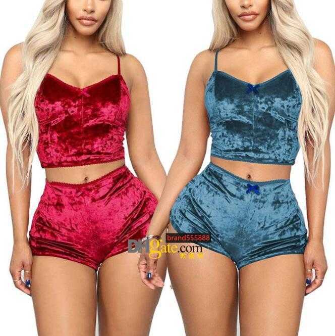 Women Pajamas Sets Sexy Velvet Two Piece Suits Ladies Sleepwear Female Vest Shorts Set Summer Womens Nightwear, #3
Women Pajamas Sets Sexy Velvet Two Piece Suits Ladies Sleepwear Female Vest Shorts Set Summer Womens Nightwear, #3