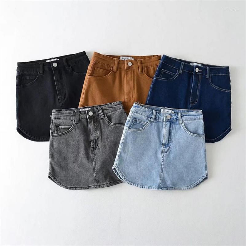 Skirts 2022 Summer Slim Fit Short Denim Skirt Casual Y2k Style Clothes, Black