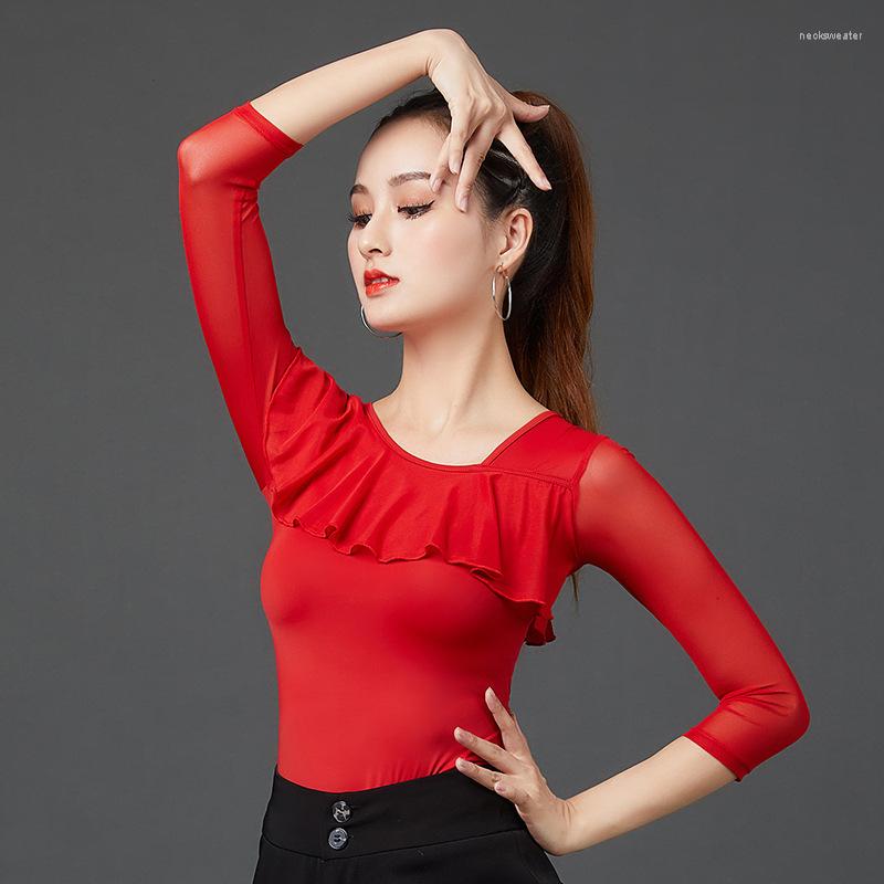 Stage Wear Fashion Women Ballroom Latin Dance Tops Sexy Lace Mesh Long Sleeves Practice Dancing For Adult Samba Jumpsuit, Blue mid-sleeve
Stage Wear Fashion Women Ballroom Latin Dance Tops Sexy Lace Mesh Long Sleeves Practice Dancing For Adult Samba Jumpsuit, Blue mid-sleeve