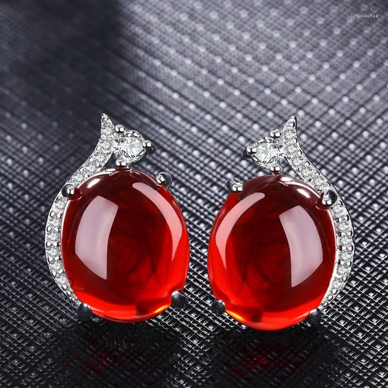 Stud Earrings Ofertas Wholesale Retro Trendy Geometric Round Green Red Crystal Copper For Women Jewelry