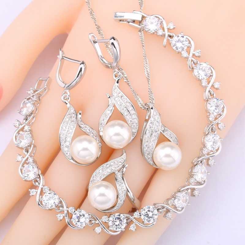 925 Silver Jewelry Set with Natural White Pearl Women's White Zircon Bracelet Earrings Ring Necklace Pendant
925 Silver Jewelry Set with Natural White Pearl Women's White Zircon Bracelet Earrings Ring Necklace Pendant