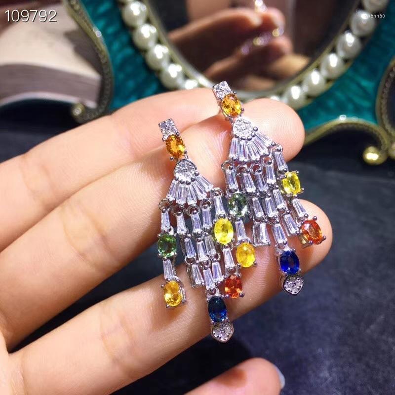 Dangle Earrings Natural Multicolor Sapphire Drop S925 Silver Gemstone Earring Luxurious Big Tassels Women Party Gift Jewelry
Dangle Earrings Natural Multicolor Sapphire Drop S925 Silver Gemstone Earring Luxurious Big Tassels Women Party Gift Jewelry