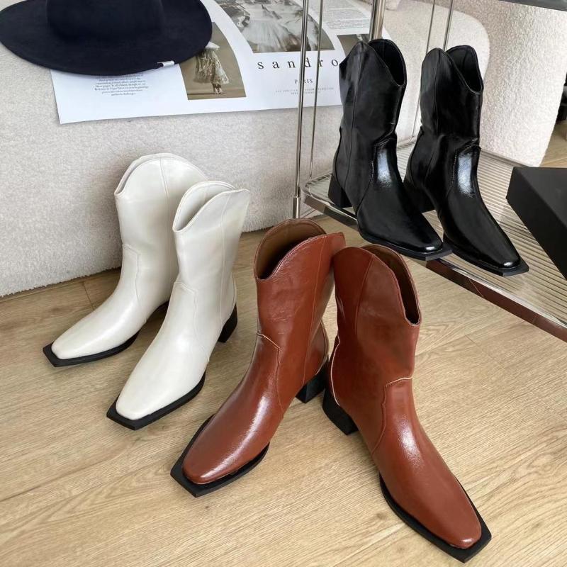 Boots High Quality Women Western Black White Brown Ladies Mic Calf Booties Slip On Party Pumps Thick Mid Flat Heels Winter
Boots High Quality Women Western Black White Brown Ladies Mic Calf Booties Slip On Party Pumps Thick Mid Flat Heels Winter
