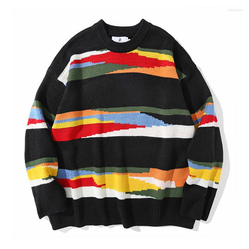 Men' Sweaters Hip Hop Fashion Rainbow Stripes Pullovers Man Streetwear Oversized Harajuku Crew Neck Knitwear Men Clothing
Men' Sweaters Hip Hop Fashion Rainbow Stripes Pullovers Man Streetwear Oversized Harajuku Crew Neck Knitwear Men Clothing