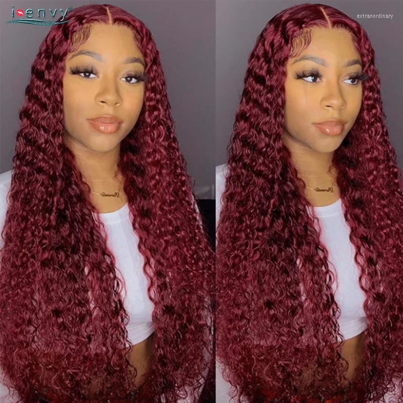 Burgundy Colored Lace Front Wig Water Wave Human Hair Wigs HD Curly 99J Red Frontal For Women Transparent, Picture shown 
Burgundy Colored Lace Front Wig Water Wave Human Hair Wigs HD Curly 99J Red Frontal For Women Transparent, Picture shown