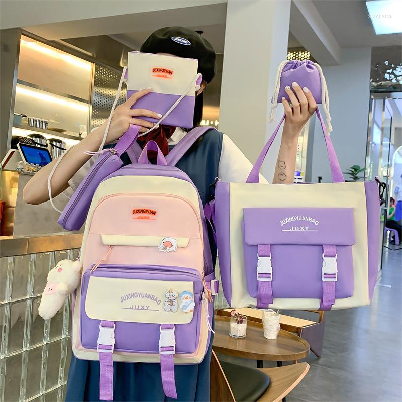 School Bags Drop Campus Schoolbag Student Shoulder Bag Harajuku Ins Wind Large Capacity Five-piece Backpacks Girls' Backpack, Black 
School Bags Drop Campus Schoolbag Student Shoulder Bag Harajuku Ins Wind Large Capacity Five-piece Backpacks Girls' Backpack, Black