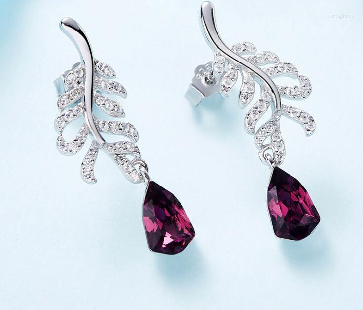 Dangle Earrings 925 Sterling Silver Feather Crystal From Austrian Long Temperament Elegant Authentic S925 For Women
Dangle Earrings 925 Sterling Silver Feather Crystal From Austrian Long Temperament Elegant Authentic S925 For Women