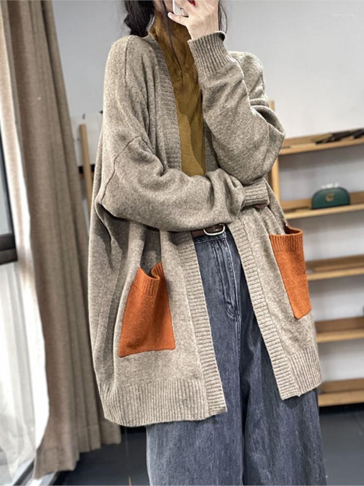 Women's Knits Lady Sweater Kniting Contrast Color Pockets 2022 Winter Autumn Long Coat Loose Cardigan Casual Knitwear Female YoYiKamomo, Multi
Women's Knits Lady Sweater Kniting Contrast Color Pockets 2022 Winter Autumn Long Coat Loose Cardigan Casual Knitwear Female YoYiKamomo, Multi