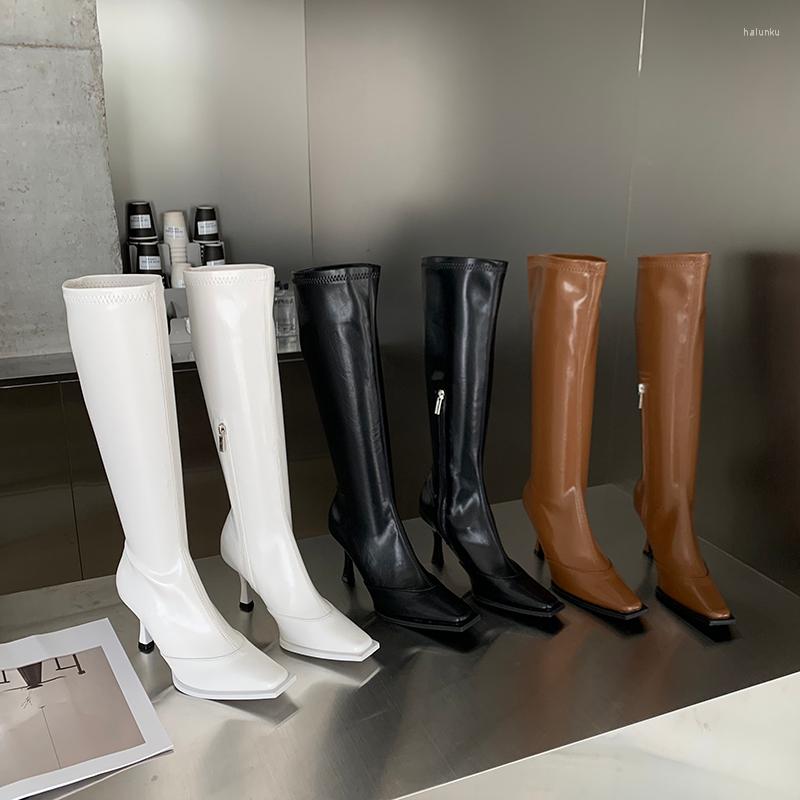 Boots Square Toe Fashion Women Knee High Black White Brown Side Zipper Winter Autumn Botas Thin Heels Dress Shoes Size 39
Boots Square Toe Fashion Women Knee High Black White Brown Side Zipper Winter Autumn Botas Thin Heels Dress Shoes Size 39